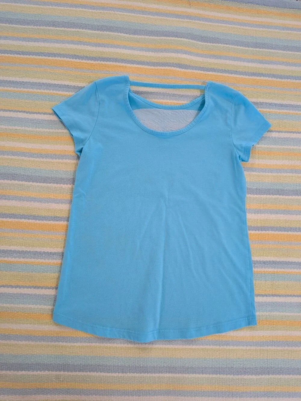 Girls 7/8 Turquoise Flip Sequin Heart Tee Tropical Palm Tree Sun Cutout Neck Shi